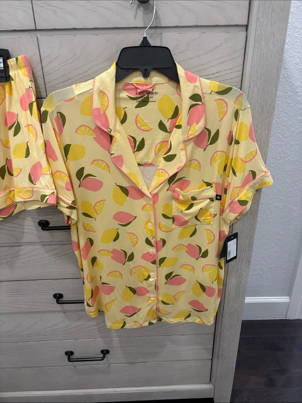 kate spade Yellow Lemon & Pink Leaf Short Pajama Set